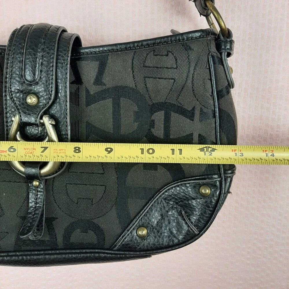 Vintage Etienne Aigner Handbag Black with Logo Leather Fabric Zipper